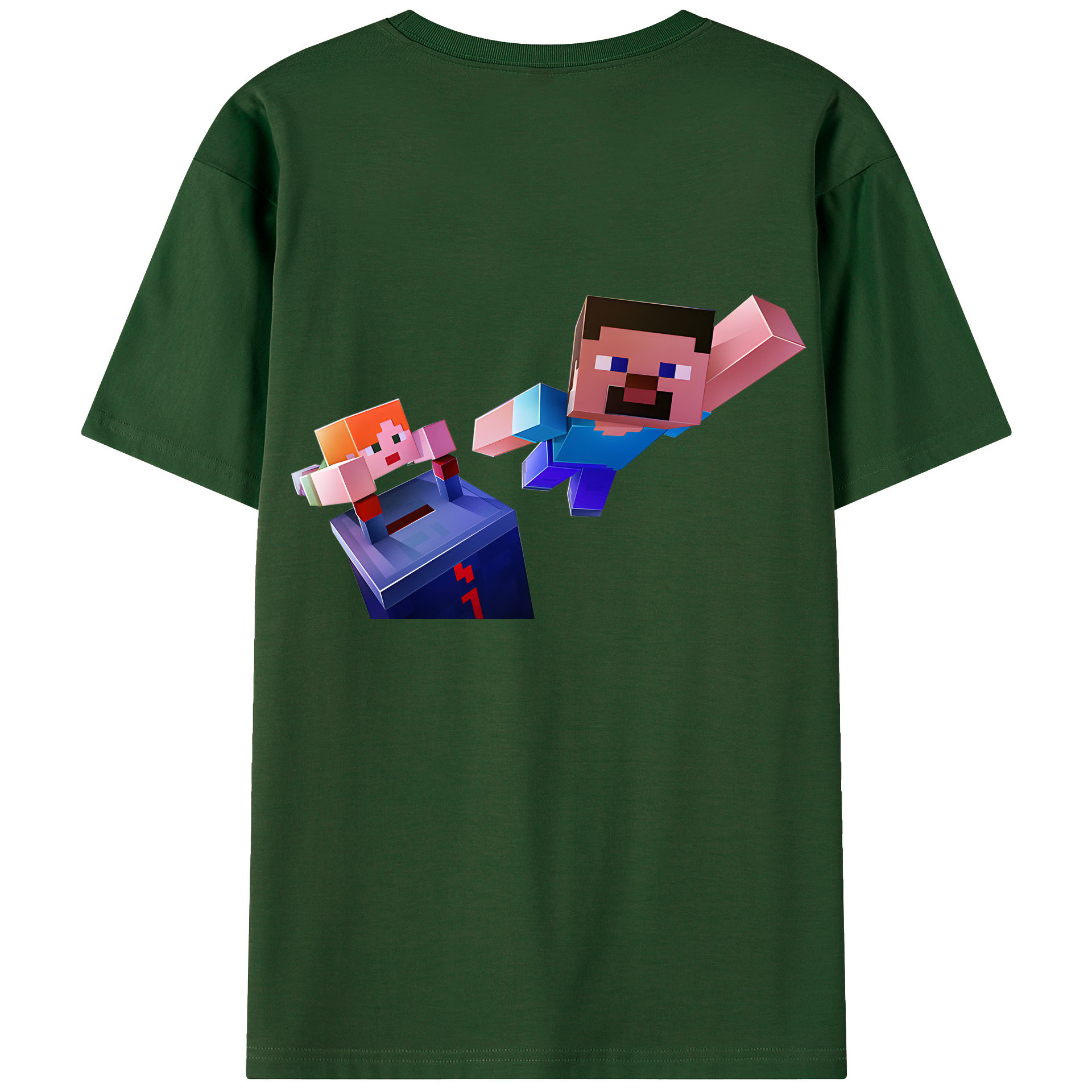 （画像用） マインクラフト ブロックの世界 Minecraft MC Block world 綿100％半袖Tシャツ（背面プリント）